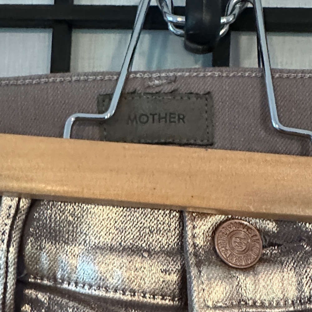 MOTHER Hustler Ankle Heavy Metal Flare Fray Jeans Never Worn Size 33 - Picture 4 of 16
